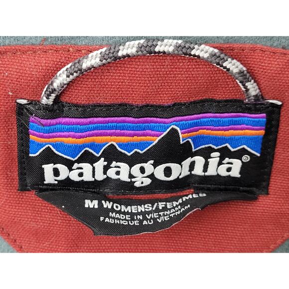 Patagonia Bivy Down Hooded Vest Red Khaki Women's Size M - Picture 10 of 10